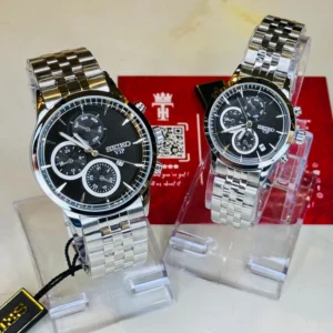 Silver Ice Blue Seiko Couple Watch