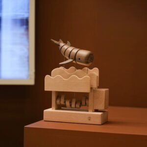 Original Hand Carved Wooden Automata Floating Whale