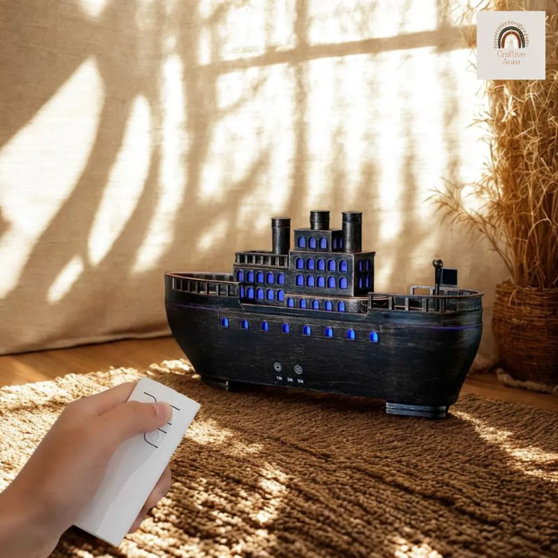 Pirate Ship Aroma Diffuser – USB Humidifier with LED Light & Remote - Image 8