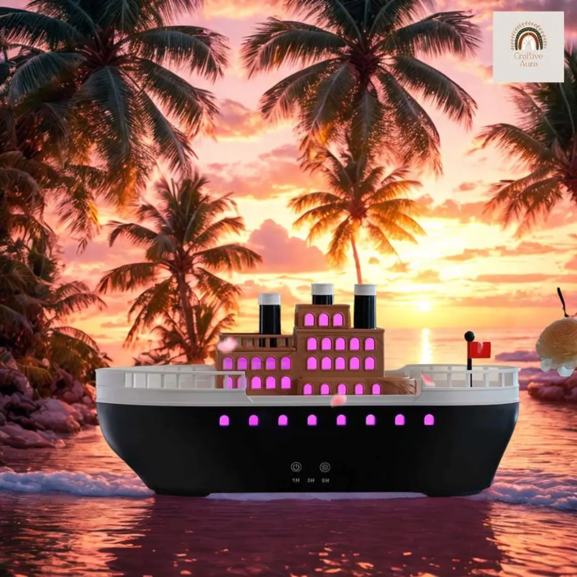 Pirate Ship Aroma Diffuser – USB Humidifier with LED Light & Remote - Image 9
