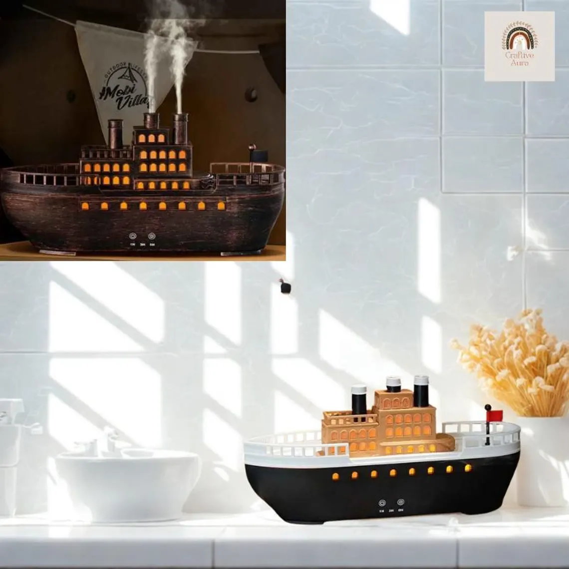 Pirate Ship Aroma Diffuser – USB Humidifier with LED Light & Remote - Image 7